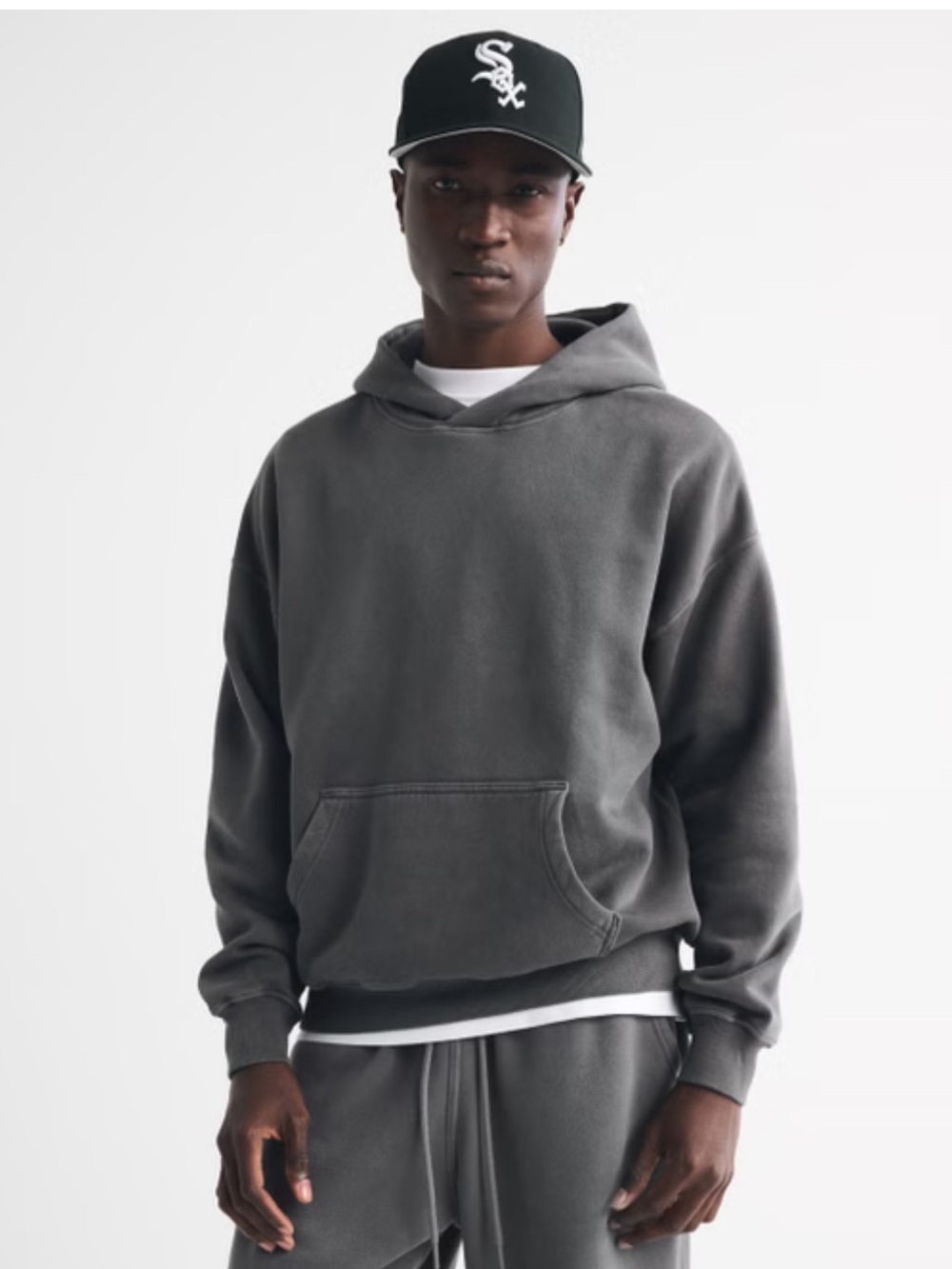 Abercrombie & Fitch Soft A&F Essentials Men’s Pullover Hoodie Faded grey